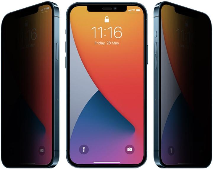 Produktbild PhoneLook 3D Privacy Anti-Spy Tempered Glass Bildschirm Schutzglas mit schwarzen Rändern (1 Stück, Apple iPhone 16)