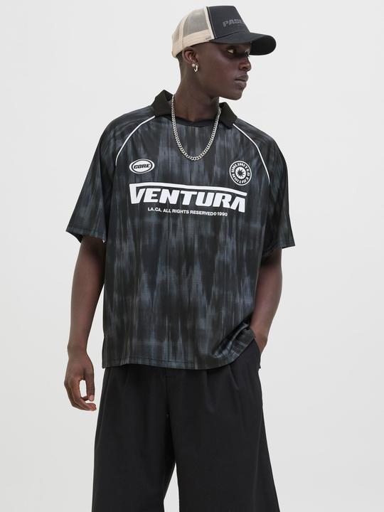 Actual product image Jack & Jones Jcoretreat Aop Mesh Open Collar Polo Ss (XL)