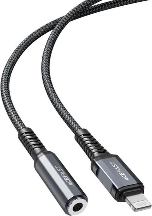 Produktbild Acefast MFI Lightning audio cable - 3.5 mm mini jack (female) 18 cm, AUX gray (C1-05 deep gray) (0.18 m)
