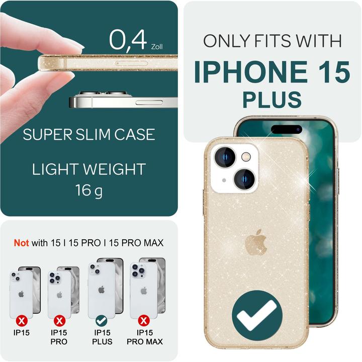 Actual product image Nalia Clear glitter silicone cover (Apple iPhone 15 Plus)