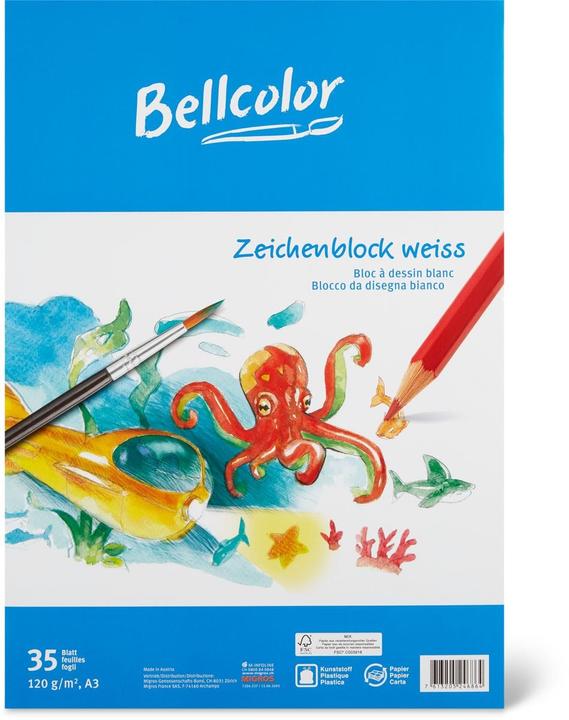 Actual product image Bellcolor Drawing pad white A3 (120 g/m²)