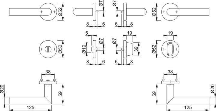 Produktbild Hoppe Rosettengarnitur Amsterdam E1400Z/42KV/42KVS Edelstahl F69 rund SK/OL DIN links / rechts D/D (Türgriff)