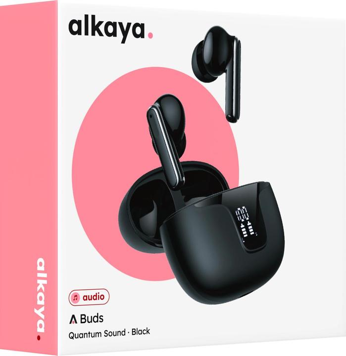 Actual product image Alkaya A Buds Quantum Sound Bluetooth headphones with charging status display black (Wireless)
