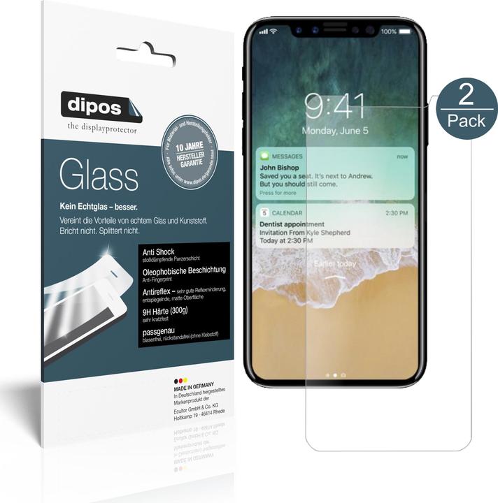Immagine prodotto Dipos Pellicola Protettiva Anti-Shock (2 Pezzo/i, Apple iPhone X)