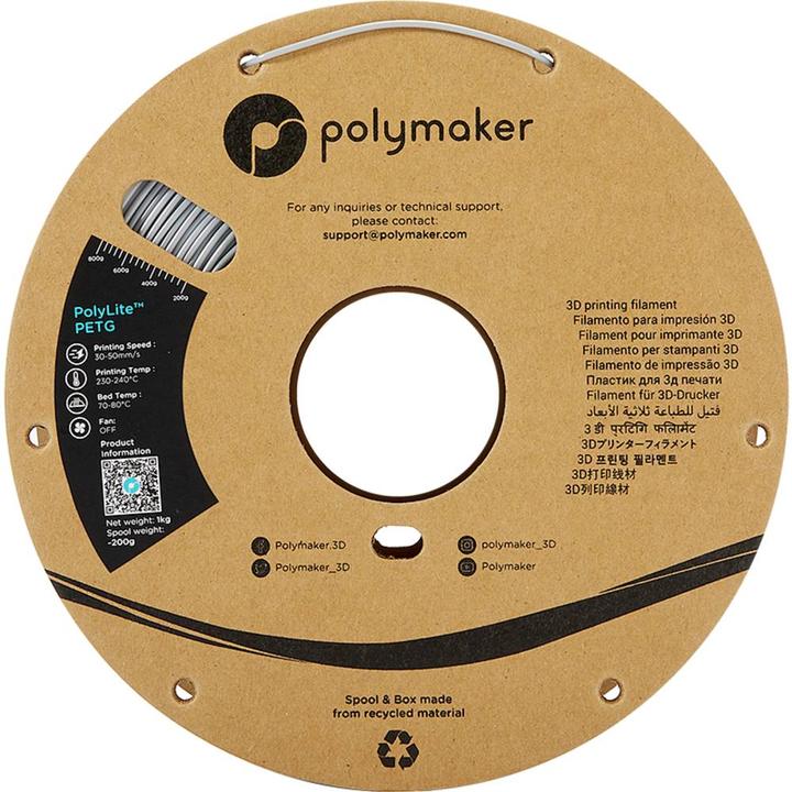 Produktbild Polymaker PolyLite PETG V2 - Grey - 2.85mm (PETG, 2.85 mm, 1000 g, Grau)