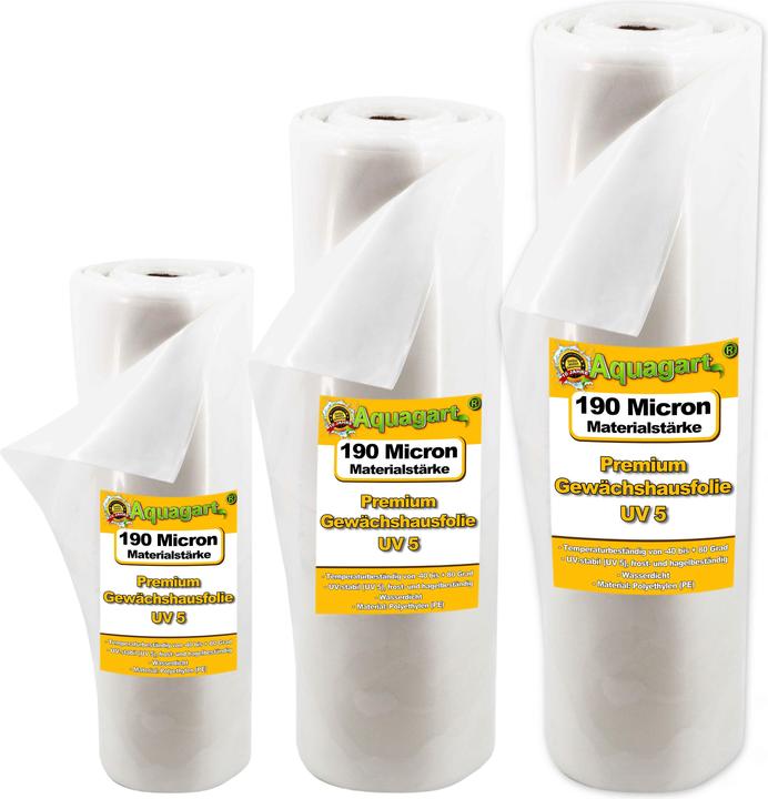 Produktbild Aquagart 2m Gartenfolie Gewächshausfolie UV 5 Frühbeetfolie Treibhausfolie 8m breit