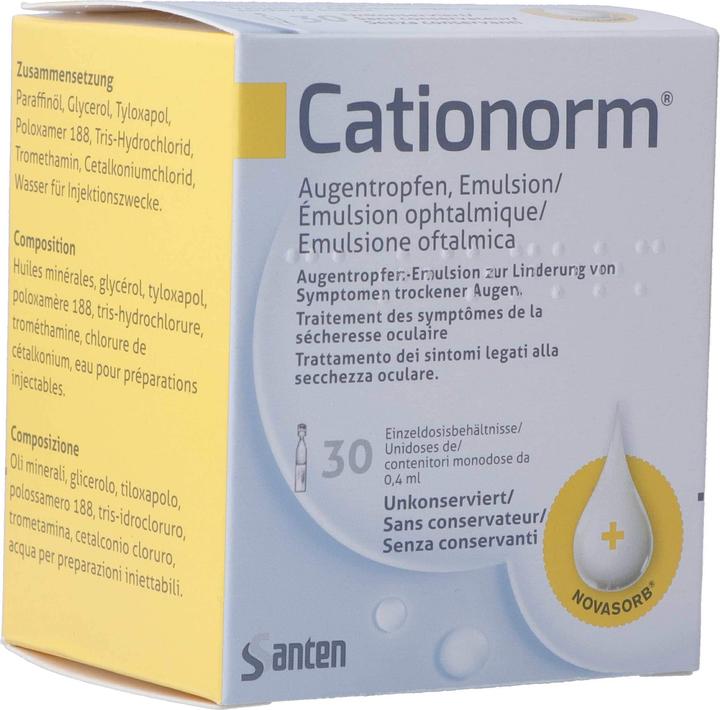 Actual product image Cationorm Augentropfen-Emulsion UD (0.40 ml, Cationorm eye drop emulsion UD (30x0.4ml))