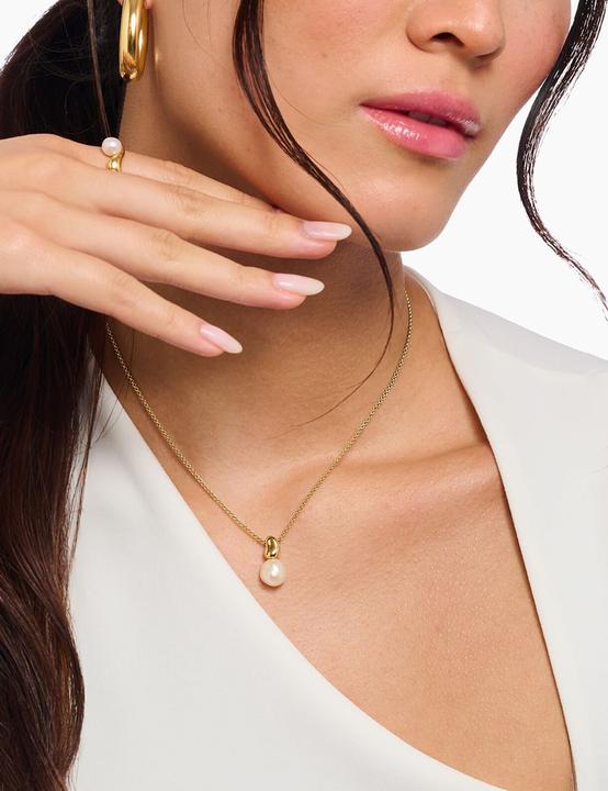 Produktbild Thomas Sabo Halskette mit Perlen Anhänger Natural Beauty vergoldet (Süsswasserzuchtperle, Sterling Silber 925, 40 - 45 cm)