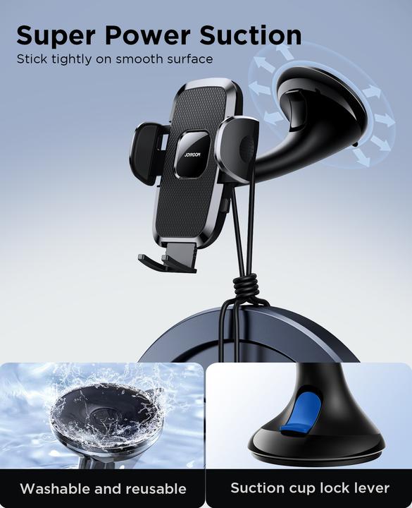 Image du produit Joyroom Porte-appareil mobile 360° avec coupelle d'aspiration pour pare-brise et interface entreprise - Noir
