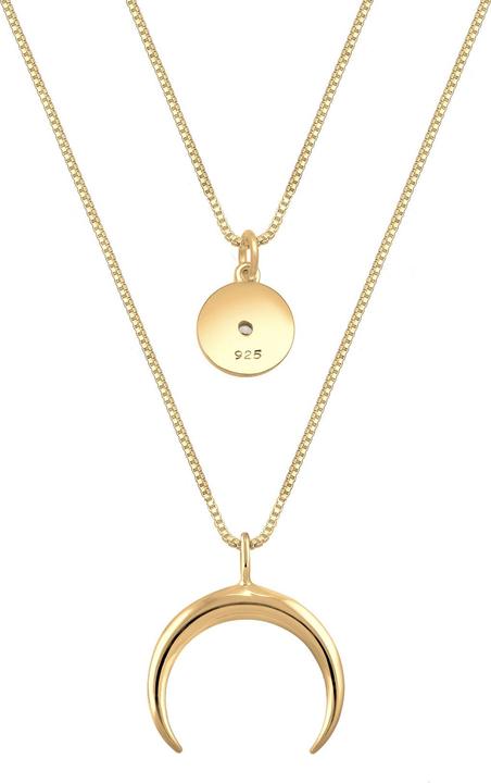 Actual product image Elli Necklace Layer Half Moon Star Plate Zirconia 925 Silver (925 sterling silver, Zirconia, 45 cm)