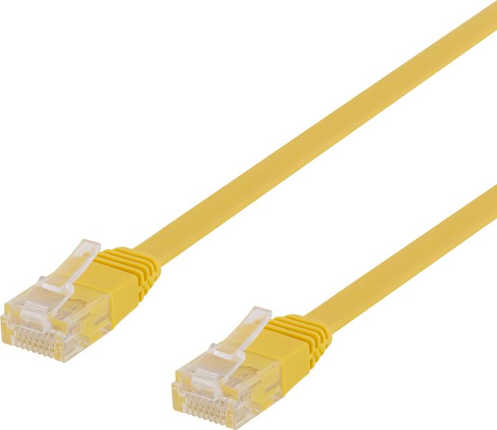 Actual product image Deltaco U/UTP Cat6 patch cable flat 0.5m 250MHz yellow (U/UTP, CAT6, 0.50 m)