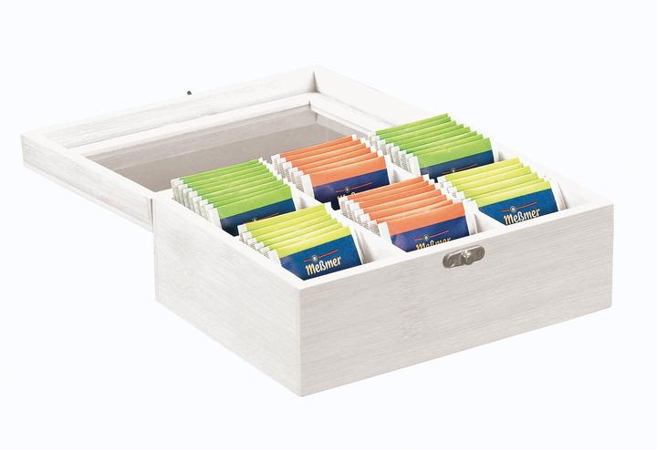 Actual product image Kesper Tea box 6 compartments 21.7x16 white