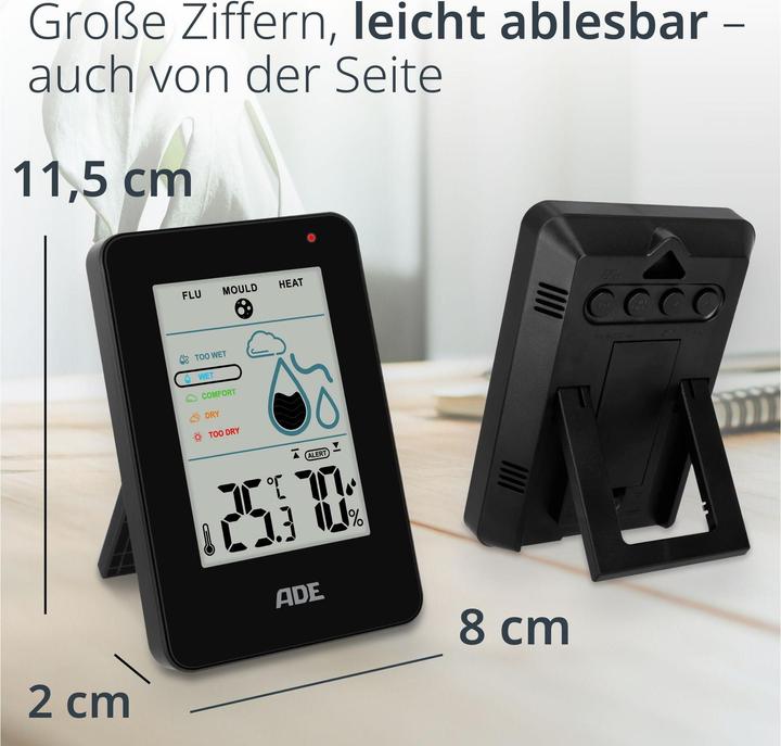 Immagine prodotto ADE Thermo-/Hygrometer digital Schwarz, Funktionen