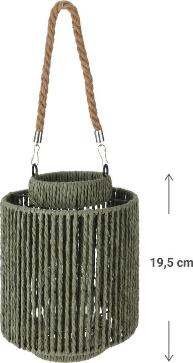 Image du produit Natura Punto Lanterne en matériau naturel avec anse, vert (19,5 x 19,5 cm, 1 x)