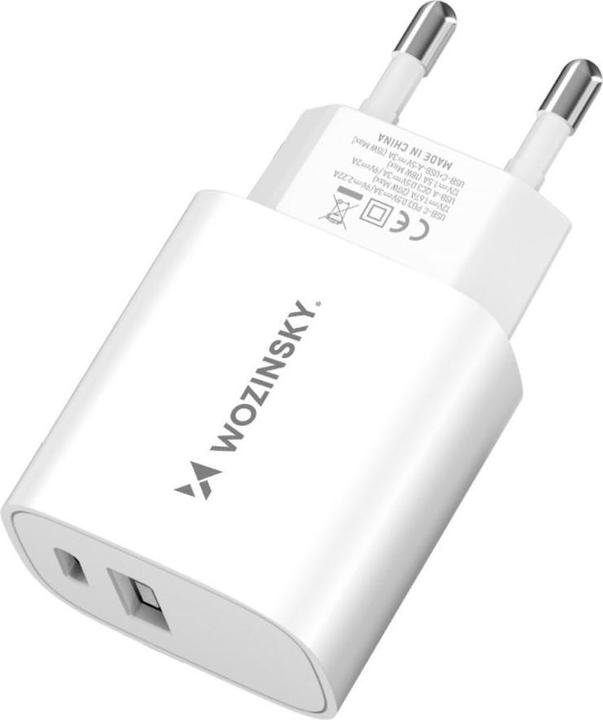 Actual product image Wozinsky WGWCW USB-A USB-C 20W wall charger - white (20 W)