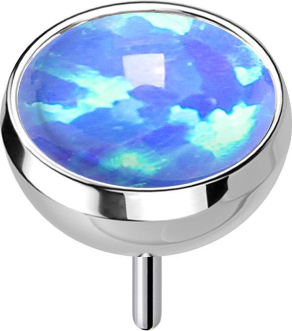 Produktbild Star Piercing Threadless Halbkugel silber mit Opal blau (ohne Messing, Titan G23)