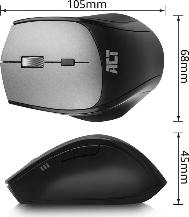 Image du produit Souris sans fil double-connexion, clic silencieux, 2400 ppp, noire (Sans fil)