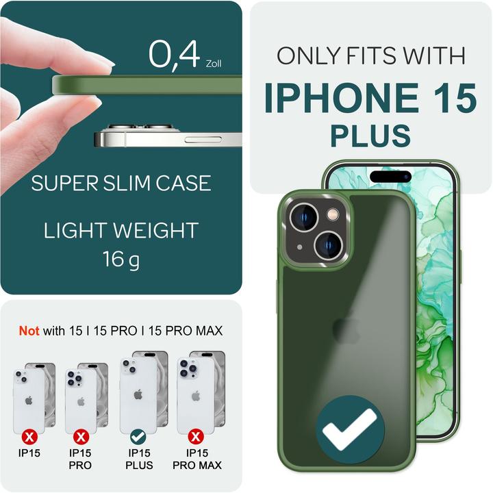 Immagine prodotto Nalia Manica ibrida opaca trasparente smerigliata (Apple iPhone 15 Plus)