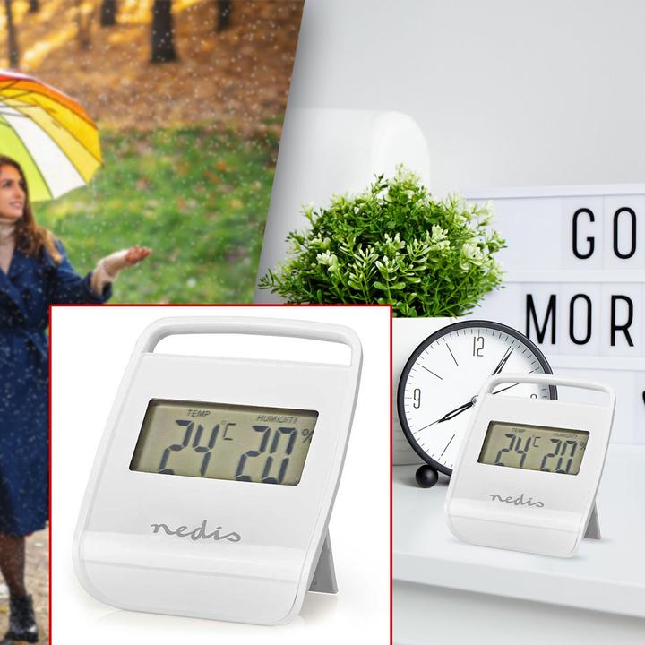 Image du produit Nedis Thermomètre numérique | Intérieur | Température ambiante | Humidité ambiante | Blanc
