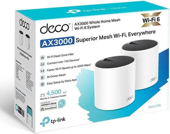 Produktbild TP-Link DECO X55(2-PACK) - Deco X55 - Mesh Wi-Fi 6 System (2er-Pack) (2402 Mbit/s)