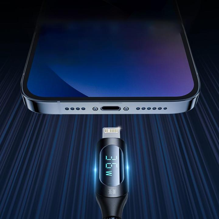 Immagine prodotto Wozinsky Cavo USB-C - Lightning WUCLC1 con display LED 36W 1m - nero (1 m, USB 2.0)