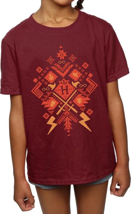 Actual product image Girls Christmas Fair Isle Cotton T-Shirt (152, 158)