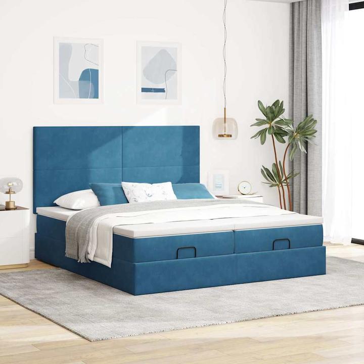 Immagine prodotto VidaXL Letto ottomano con materassi in velluto blu scuro 180x200 cm (180 x 200 cm)