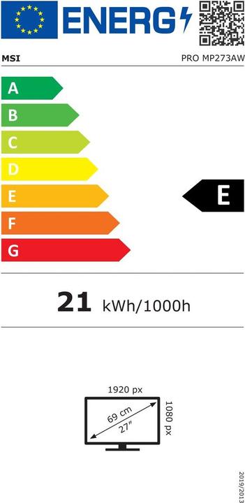 Energie-Label MSI Pro MP273AWDE (1920 x 1080 Pixel, 27")