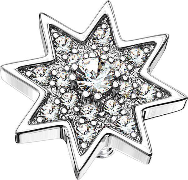 Image du produit Star Piercing Dermal Anchor argent étoile avec cristal (Acier chirurgical 316L, Laiton)