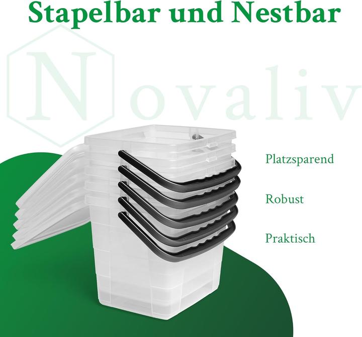 Produktbild Novaliv Sparset Waschmittelbox mit Deckel 4 Liter + 7 Liter Transparent und Dosierlöffel Box Waschpu (7 l)