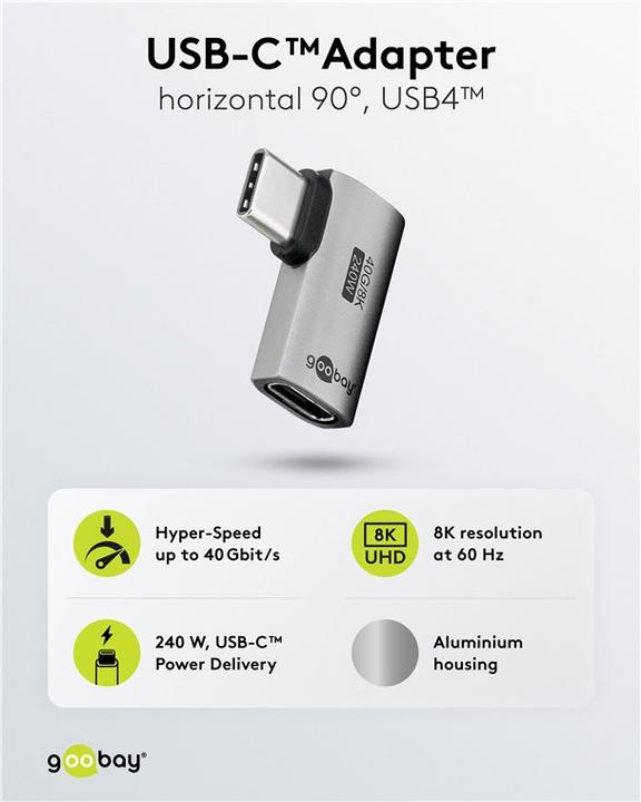 Produktbild Goobay USB-C-Adapter horizontal 90°, USB4 (240 W)
