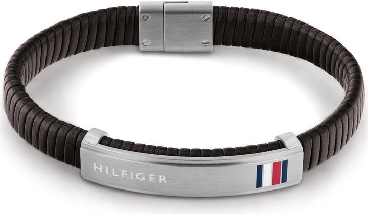Tommy Hilfiger Bracelet à mailles plates (19 cm, Cuir)