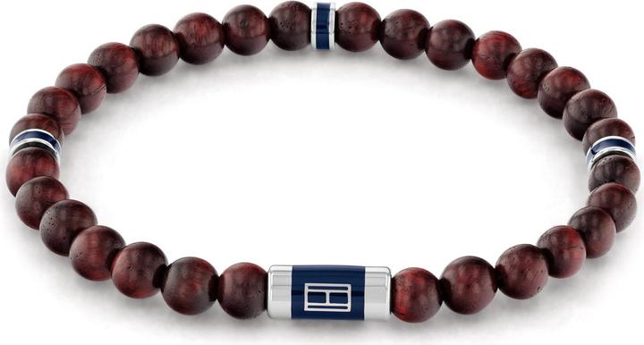 Tommy Hilfiger Beaded Armband (18 cm, Edelstahl, Holz)