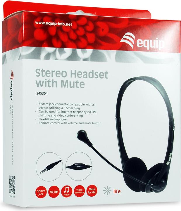 Actual product image equip Stereo headset with mute (Cable)
