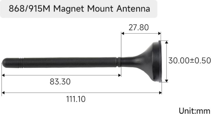 Image du produit WaveShare Antenne LoRa 868MHz avec support magnétique et câble de 3m (Lora)