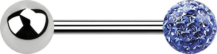 Actual product image Star Piercing Barbell silber mit Kugel und Kristallkugel hellblau Epoxy Schutzschicht (without brass, Surgical steel 316L)