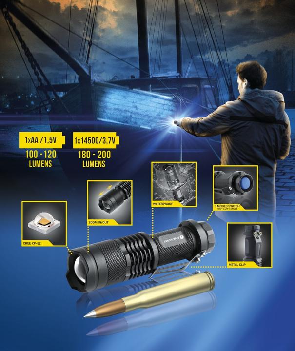 Produktbild Everactive FL-180 Bullet LED - Taschenlampe (9.40 cm, 200 lm)