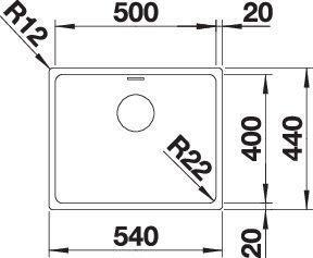 Actual product image Blanco Andano 500-IF (Top-mounted sink, 44 cm, 54 cm)