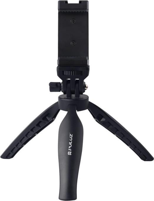 Actual product image Puluz Desk Plastic Tripod Mount with Phone Clamp & Adjusting Tripod Head for Smartphones (Black) (Plastic)
