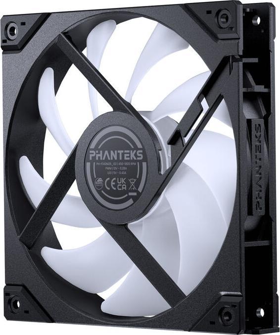 Actual product image Phanteks M25 Gen2 PWM D-RGB fan 3-pack - Reverse Blade, 140mm, black (140 mm, 3 x)