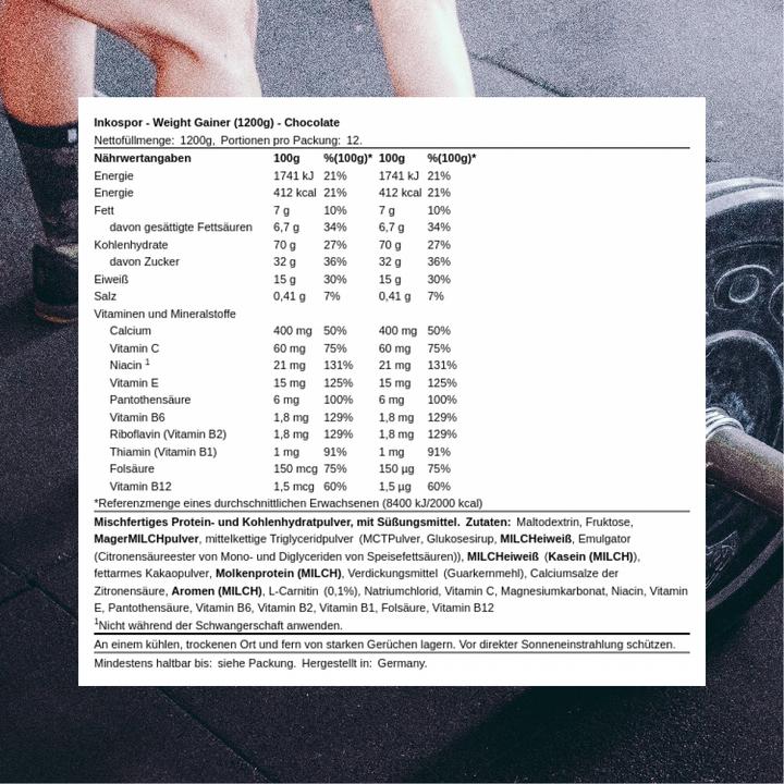 Produktbild Inkospor Weight Gainer (Schokolade, 1 Stk., 1200 g)