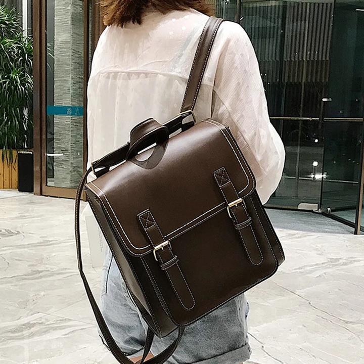 Actual product image Only-Bags.Store Vintage Pu Leather Bag Backpack Fashion Satchel High Quality Leisure Shoulder Bag