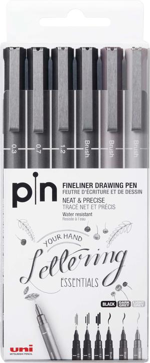 Image du produit Uni-ball PIN - Fineliner (Noir, Grey, 6 x)