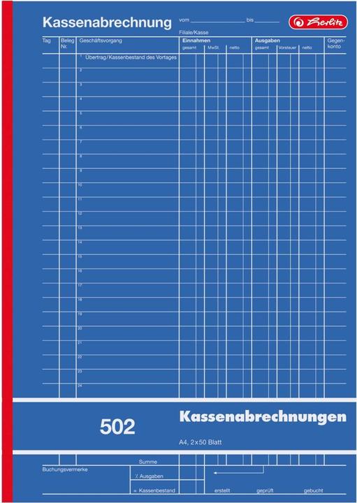 Produktbild Herlitz Kassenabrechnung (50 x)