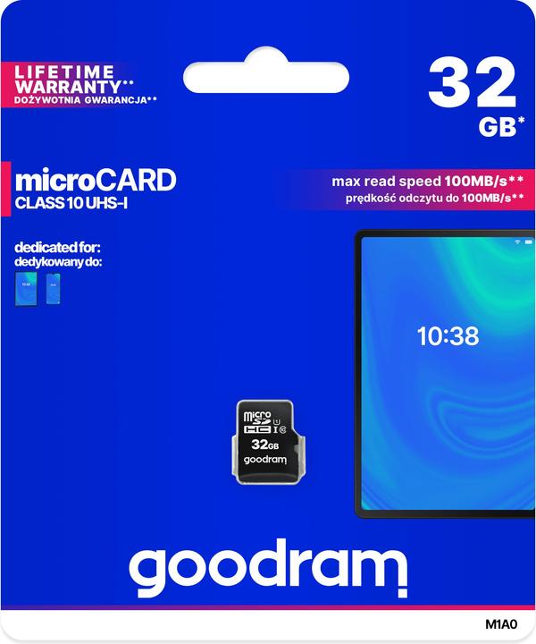 Actual product image Goodram 32GB microSD class 10 UHS I (32 GB, microSDHC, U1, UHS-I)