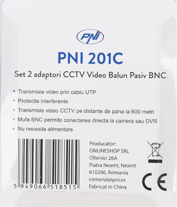 Produktbild PNI Satz mit 2 CCTV-Adaptern 201C Video Balun Passiver BNC auf 600 m Kabel für CAT5-Kabel