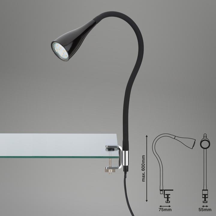 Actual product image Briloner LED clamp light, black, 1xLED/GU10/2.9W (250 lm, GU10)