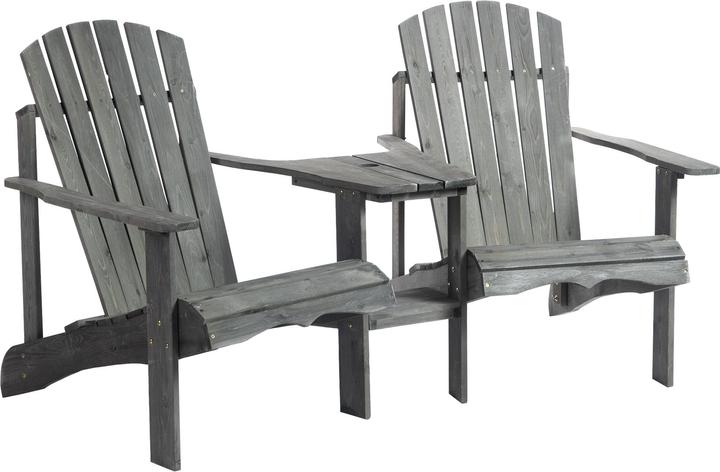 Actual product image Outsunny Garden Bench with Table and Umbrella Hole