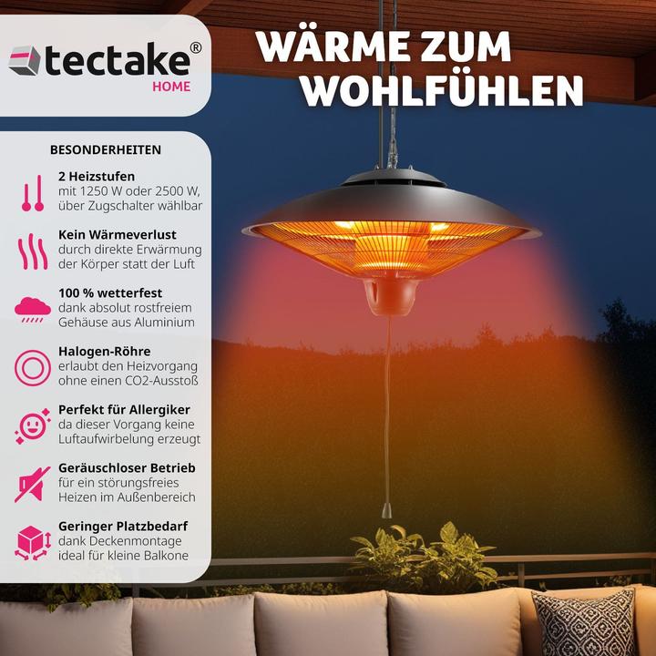 Image du produit tectake Radiateur infrarouge Solaris Orbit 2500W, boîtier en aluminium (2500 W)