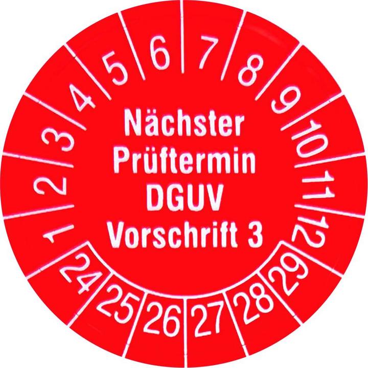 Immagine prodotto Cimco Adesivo di ispezione 2024 rosso 182795Next PT DGUV V3 d 30mm 108Plak